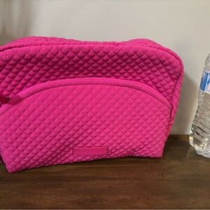 Vera Bradley iconic large cosmetic bag rose petal pink lined main compartment